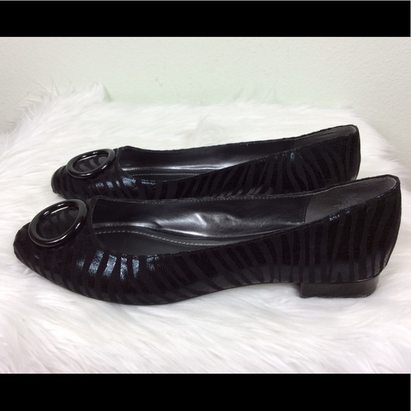 Anne Klein Ohare flats in a black zebra pattern. - Picture 4 of 7